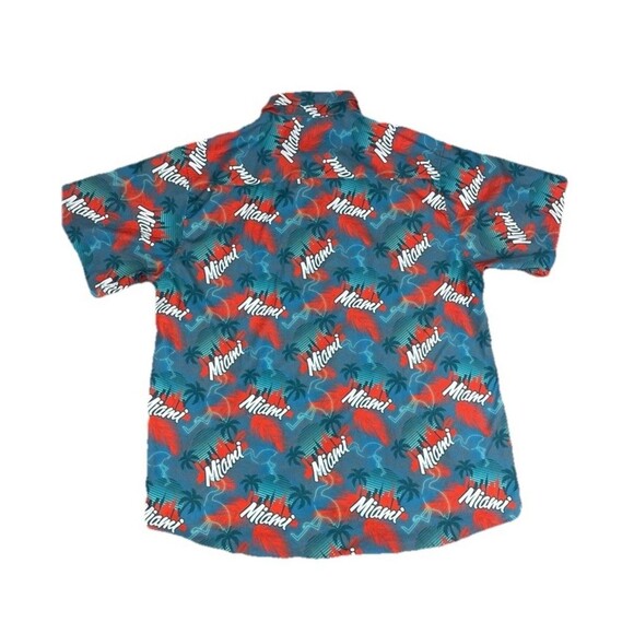 Dixxon Shirt Mens 2X Green Orange Button Up The Vice Miami Dolphins Party - Picture 3 of 4